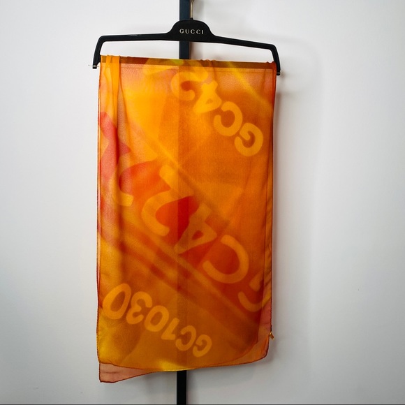 Vintage Ombre Sheer 100% Silk Coded Scarf - Picture 8 of 9